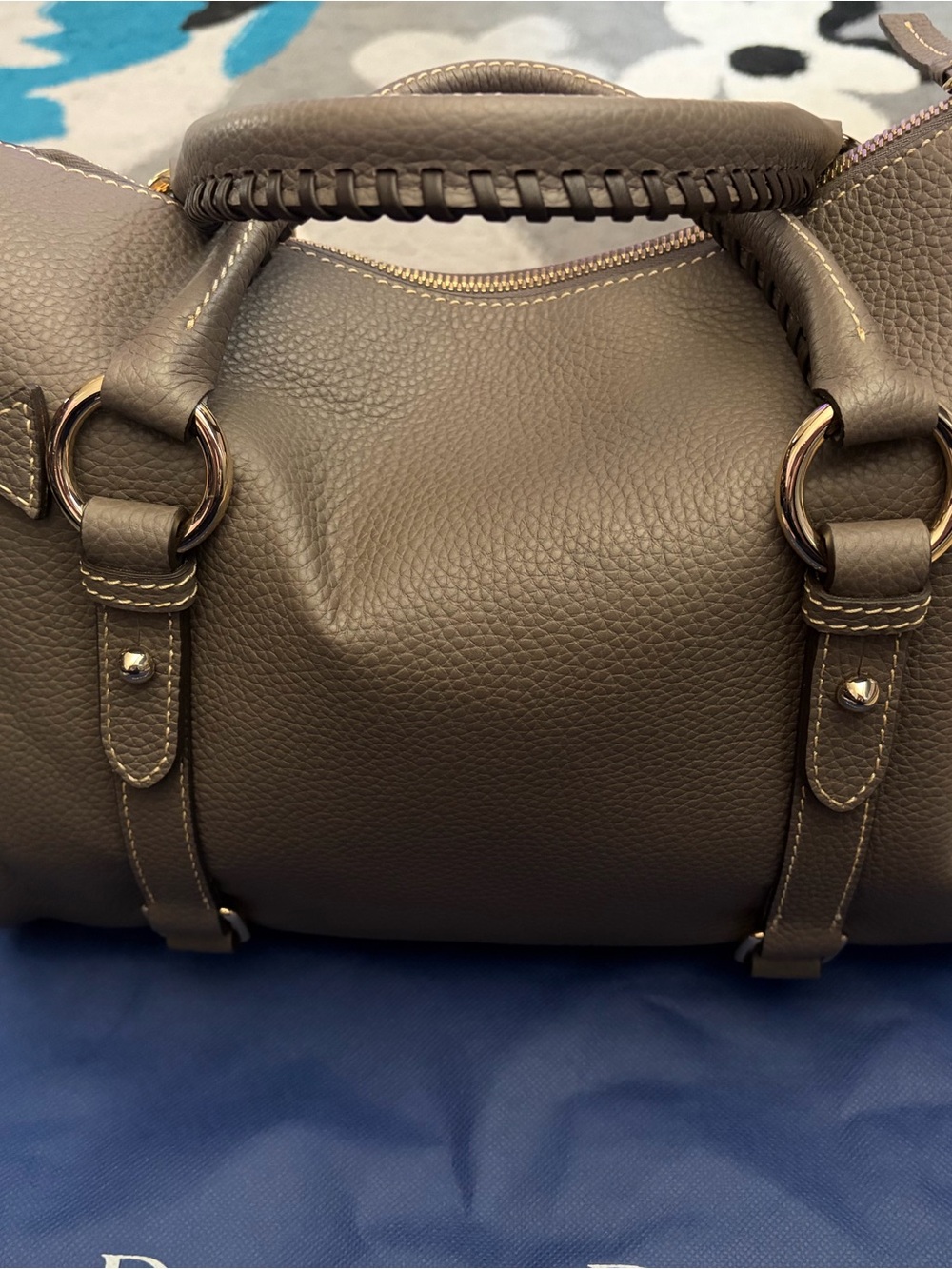 Dooney & Bourke Pebble Leather Satchel in Taupe - Picture 3 of 8